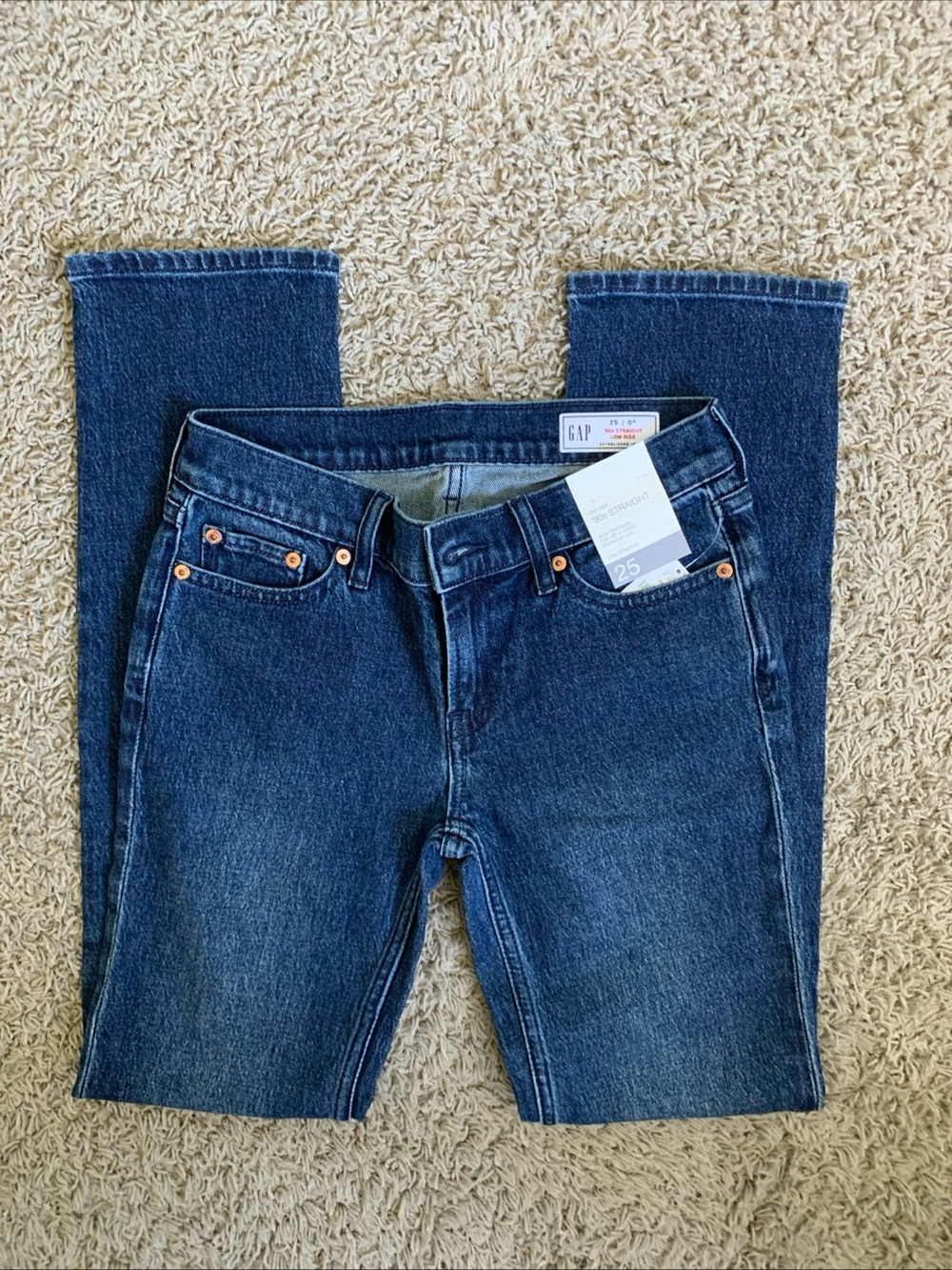 *NWT* GAP 25/0 90s low rise straight leg denim blue jeans